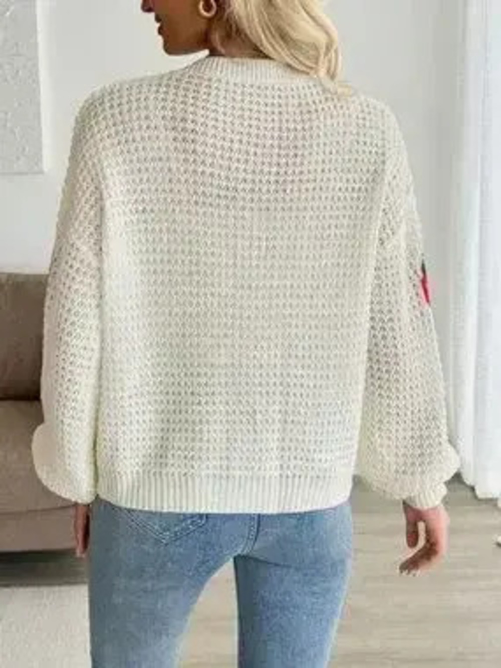 Strawberry Pattern V-Neck Button-Up Cardigan - Picture 6 of 9
